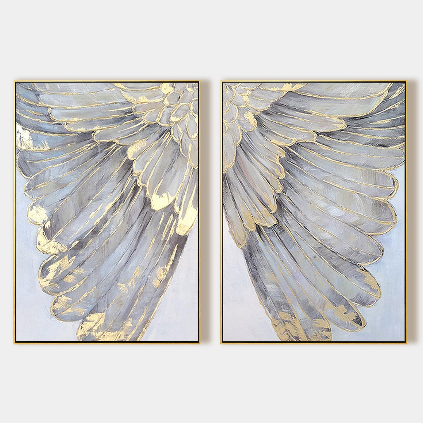 Set of 2 feather wall art