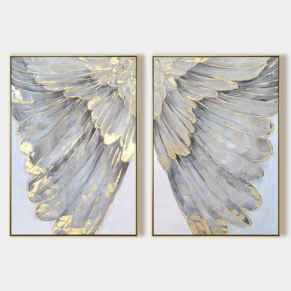 Set of 2 feather wall art