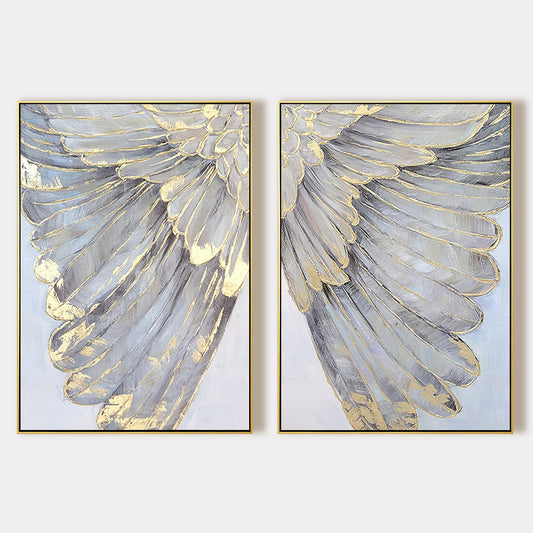 Set of 2 feather wall art