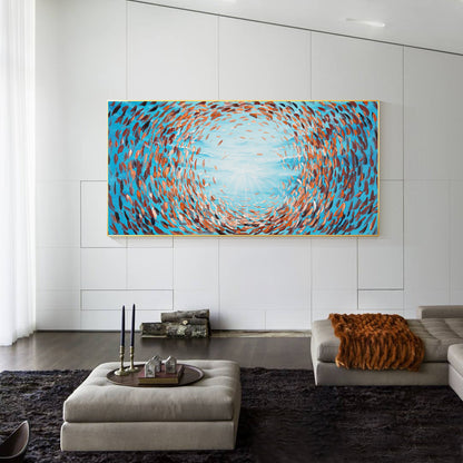 Colorful School of Fish Oil Painting