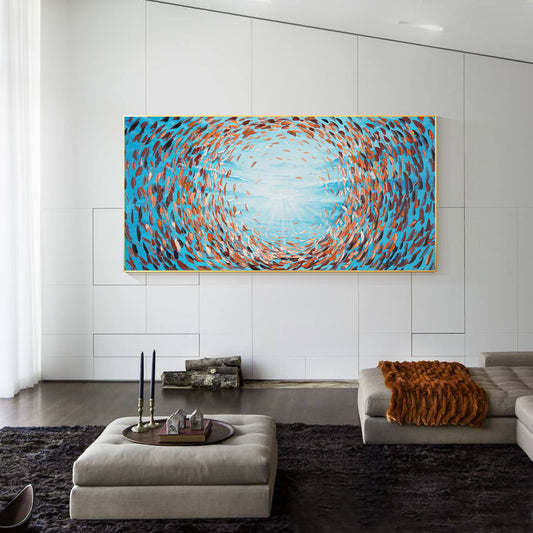 Colorful School of Fish Oil Painting