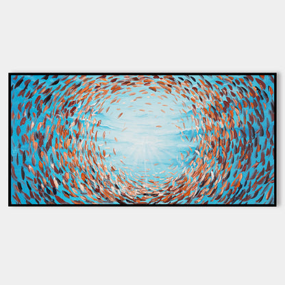 Colorful School of Fish Oil Painting