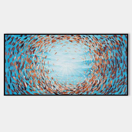 Colorful School of Fish Oil Painting