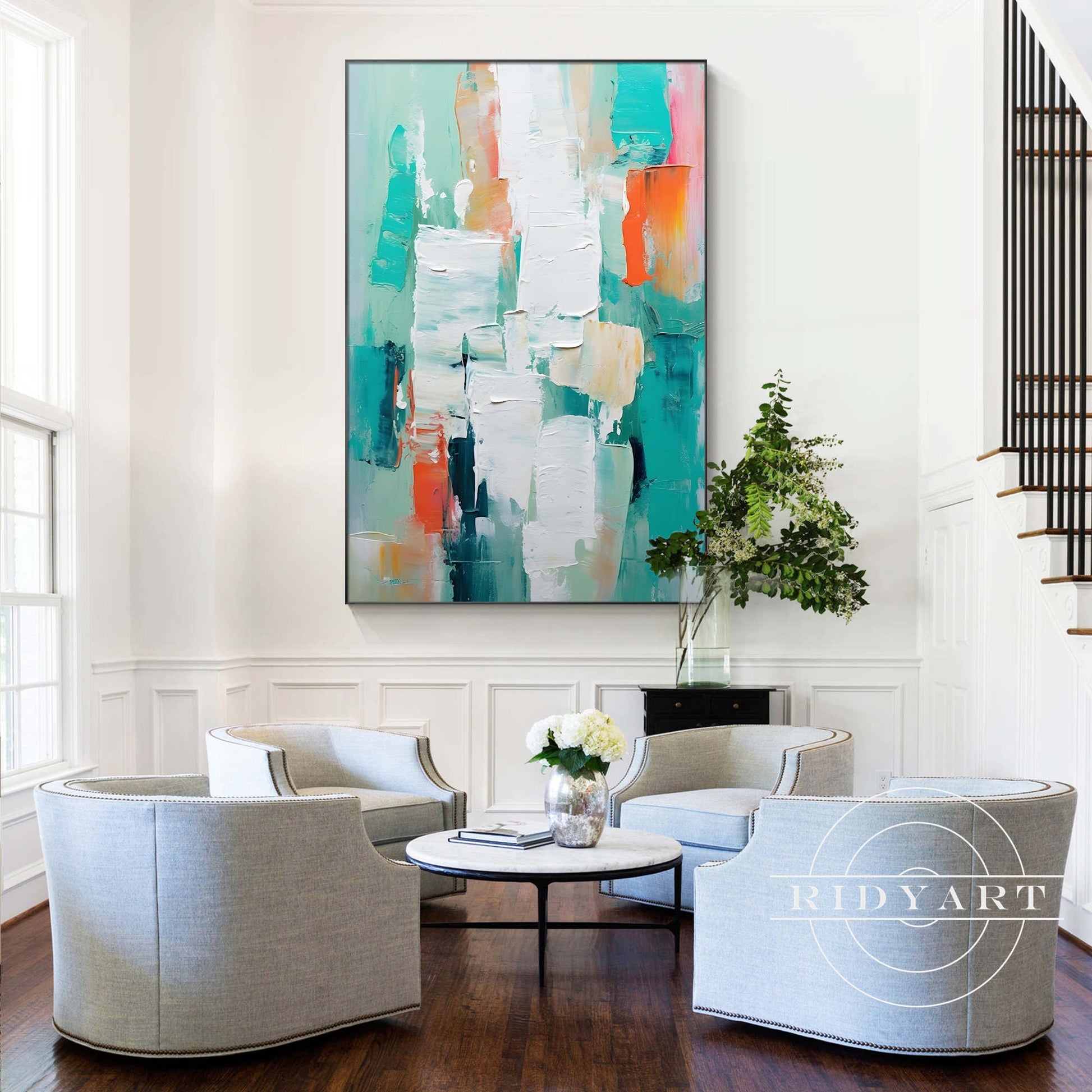 Teal Abstract wall art