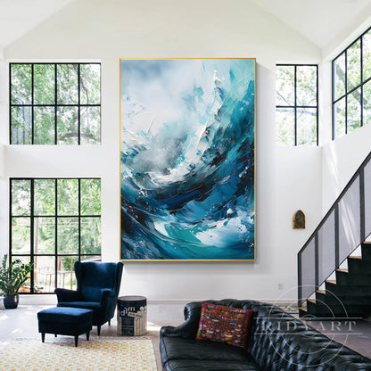 Teal Blue Textured Art