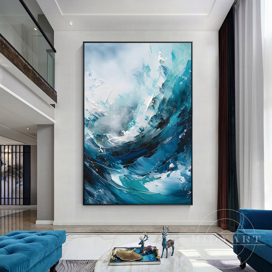Teal Blue Textured Art
