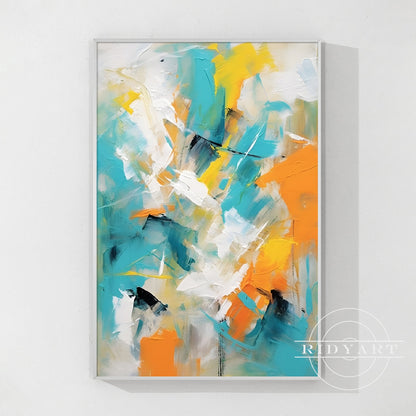 Teal Orange Abstract Art