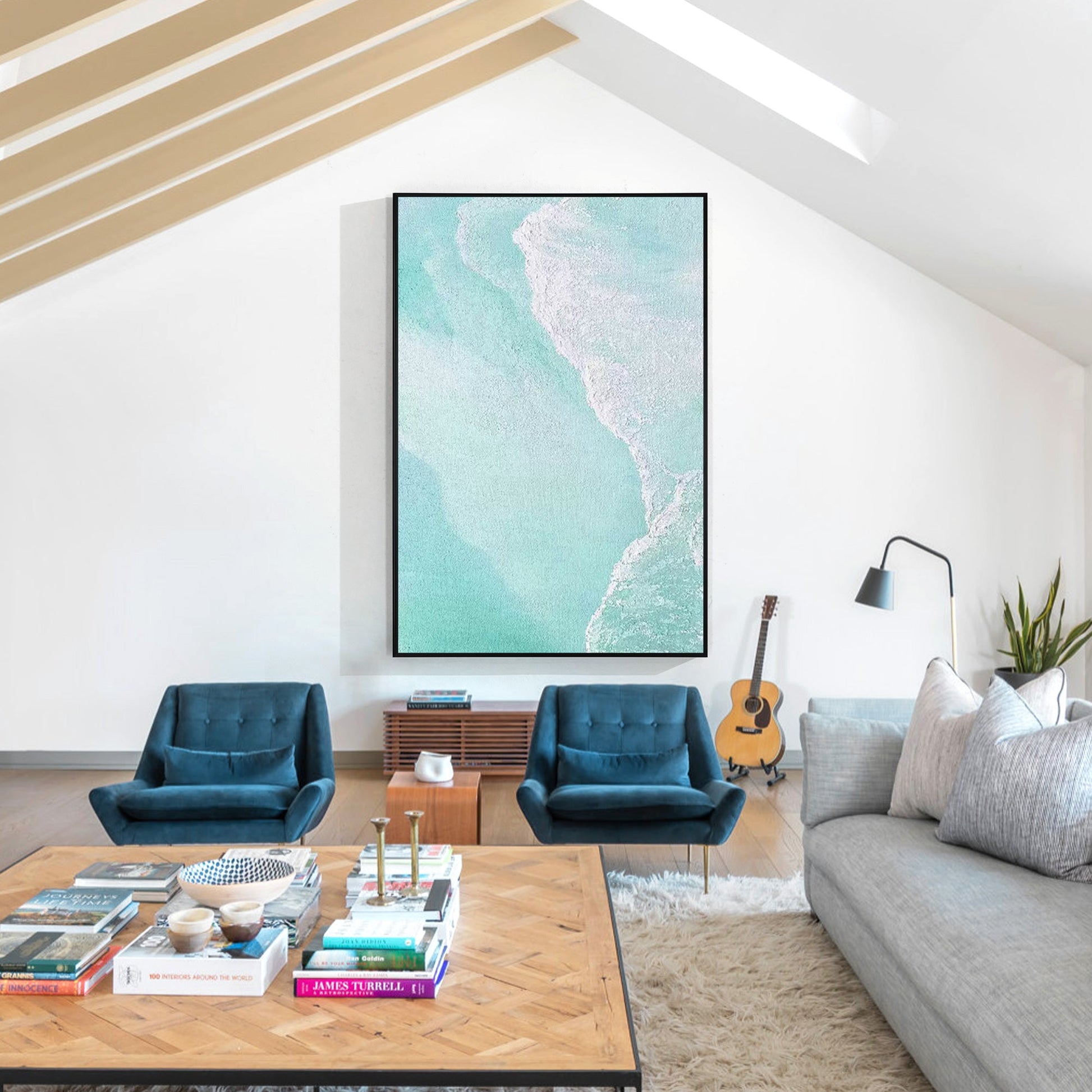 Teal Sea Waves Painting