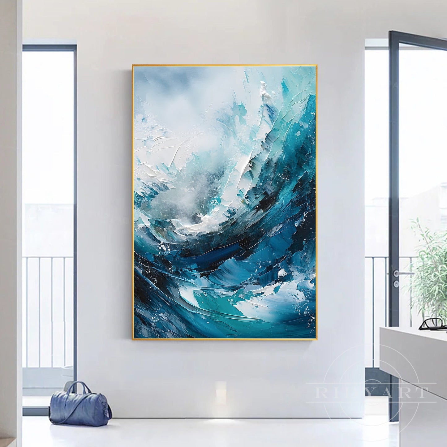 Teal Blue Textured Art