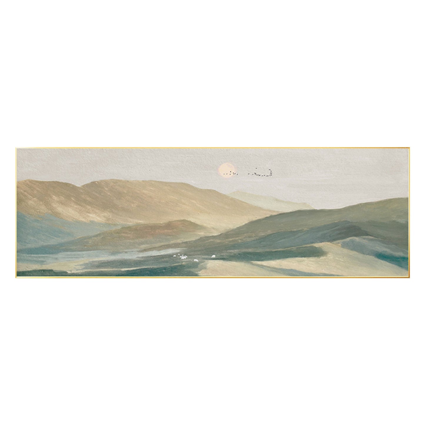 Mountain Sunset Oil Painting Horizontal Wall Art