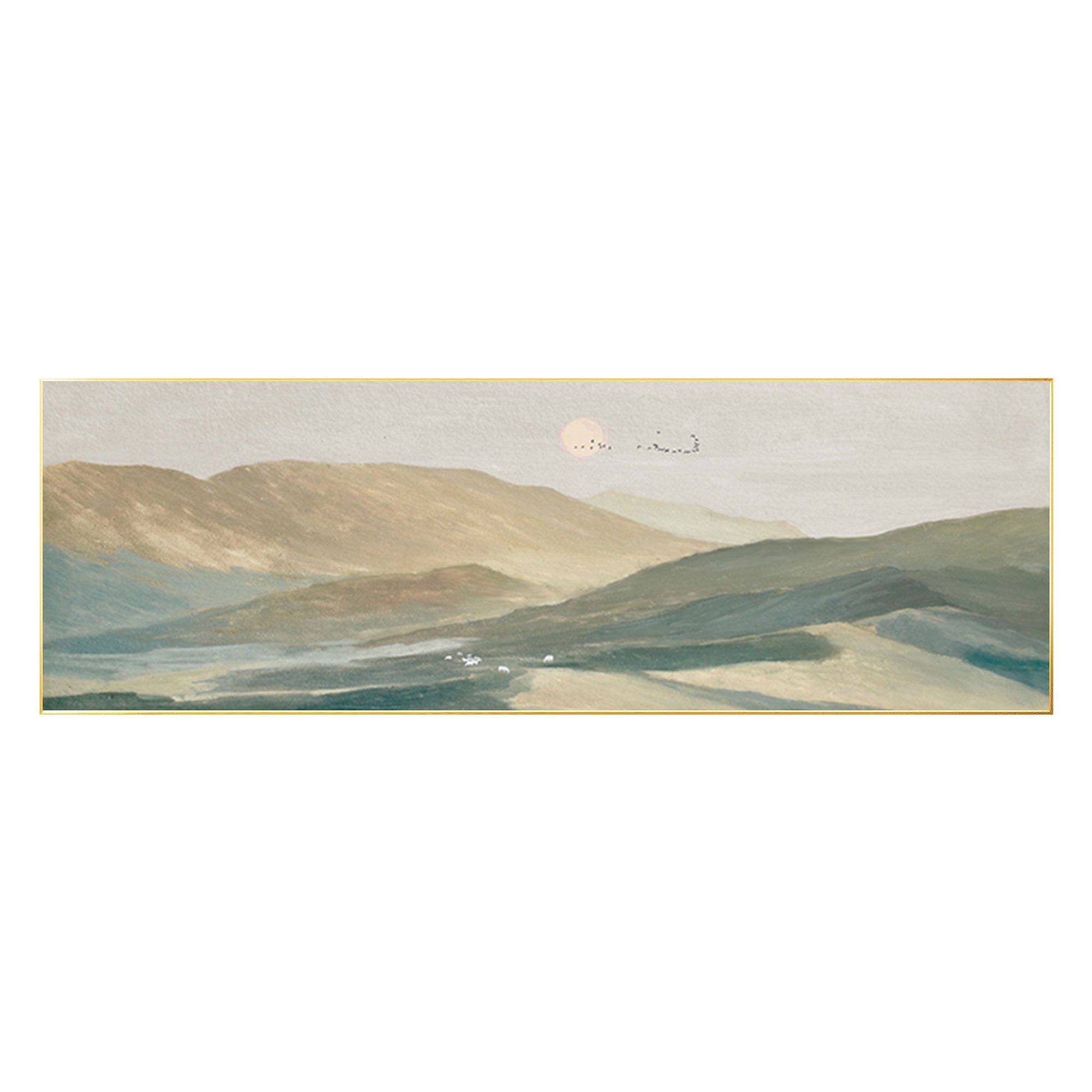 Mountain Sunset Oil Painting Horizontal Wall Art