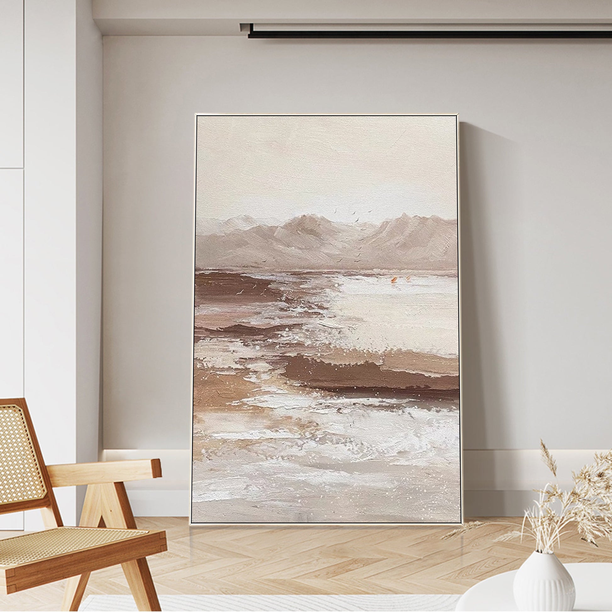 Mountain Landscape Oil Painting Wabi Sabi Style