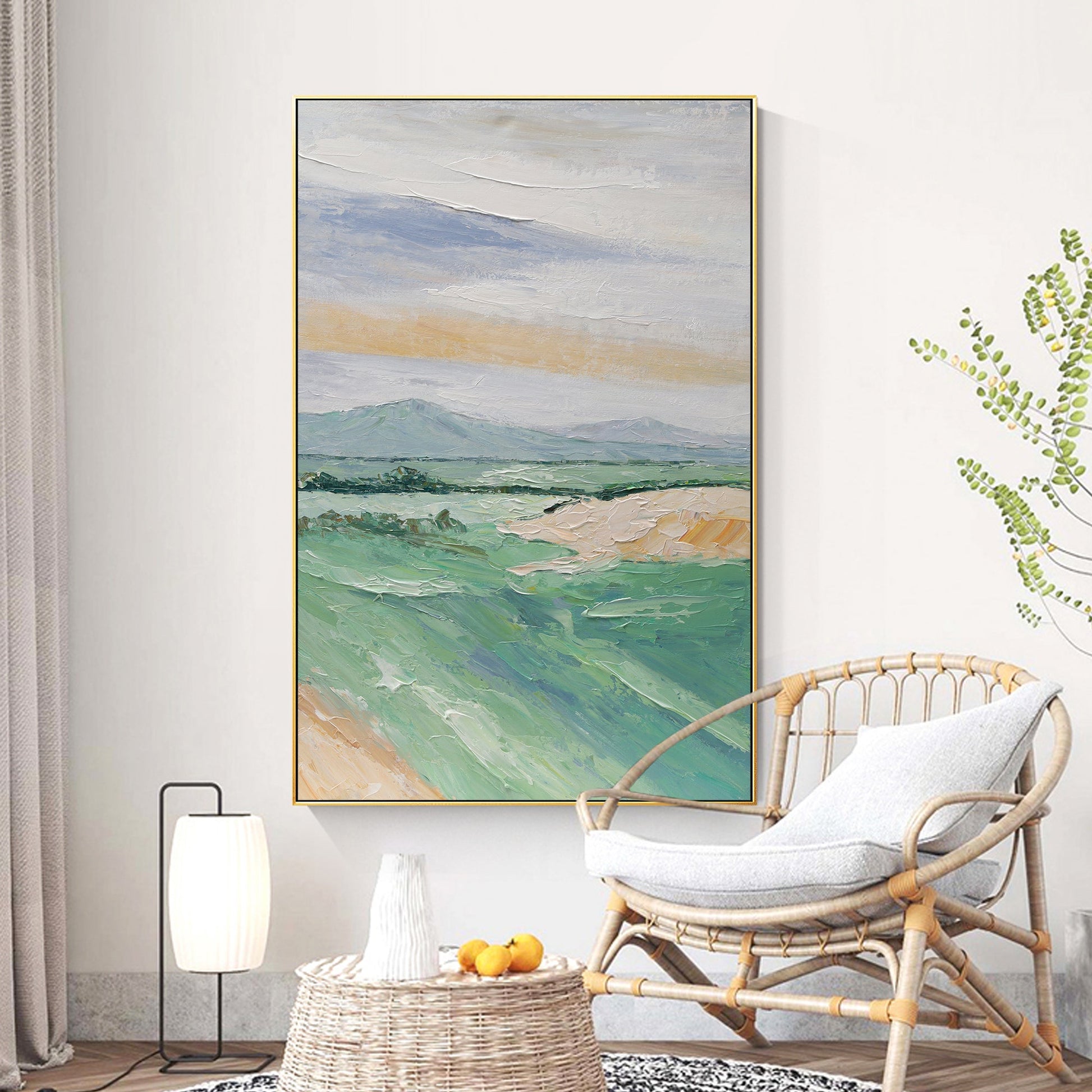 Spring Mountain Green Landscape Oil Painting