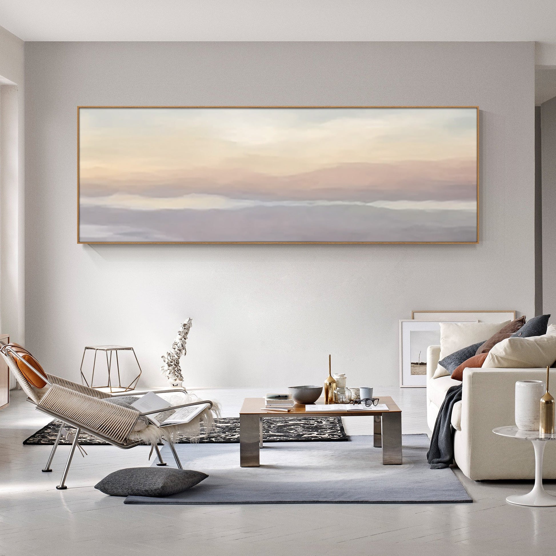Sunrise Sea Oil Painting Long Horizontal Wall Art