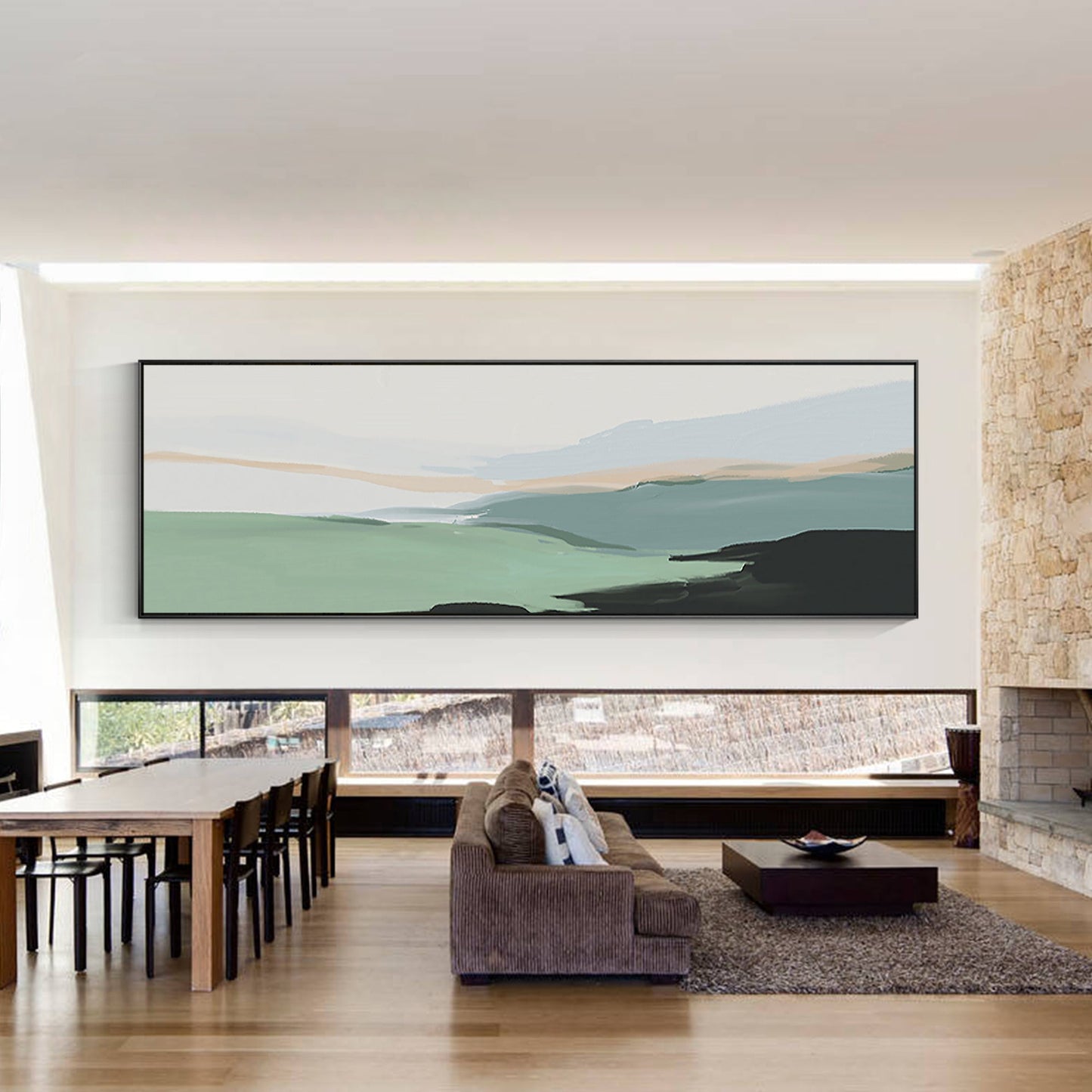 Green Abstract Landscape Horizontal Art