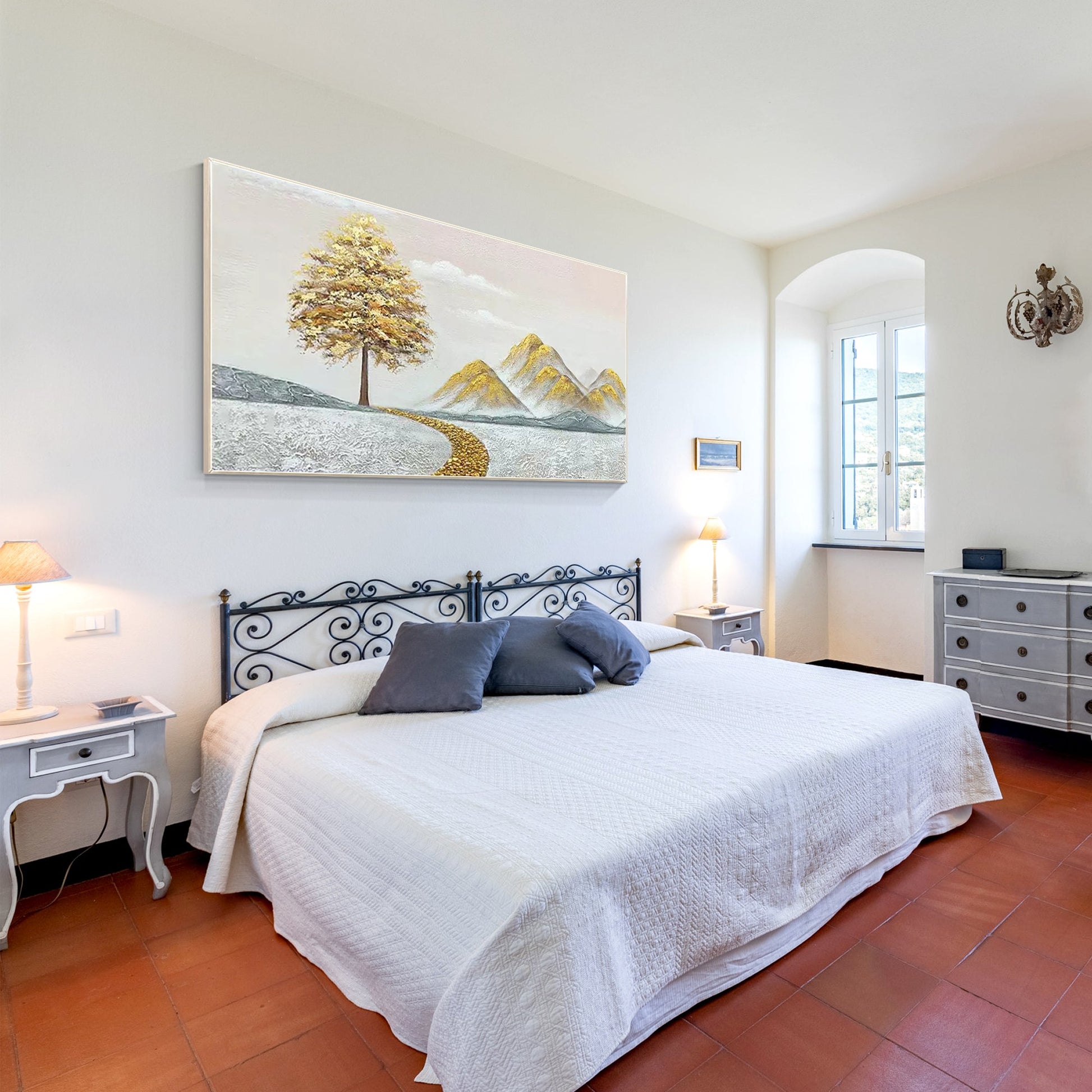Panoramic Gold Tree and Gold Mountain Painting