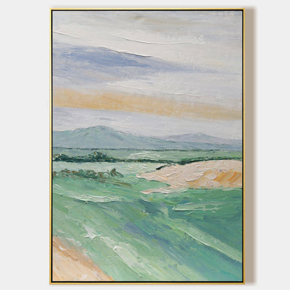 Spring Mountain Green Landscape Oil Painting
