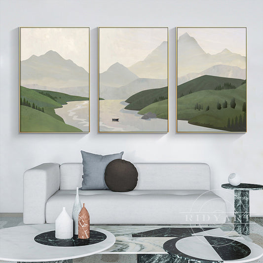 Triptych mountain art