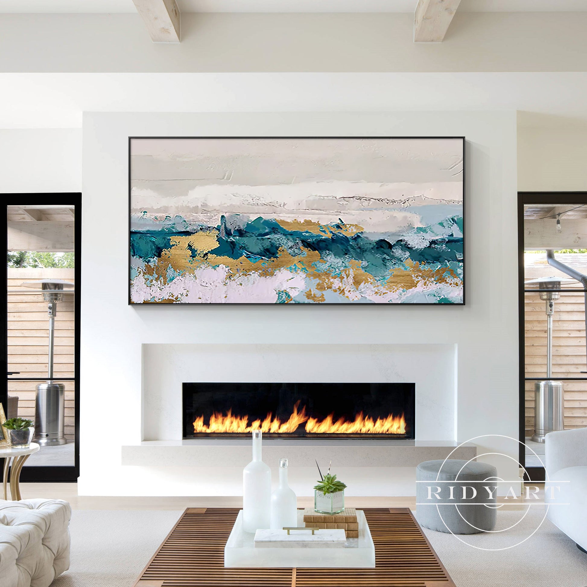 Turquoise Gold Abstract art