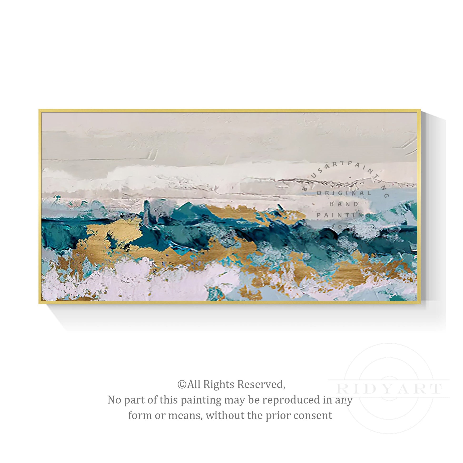 Turquoise Gold Abstract art