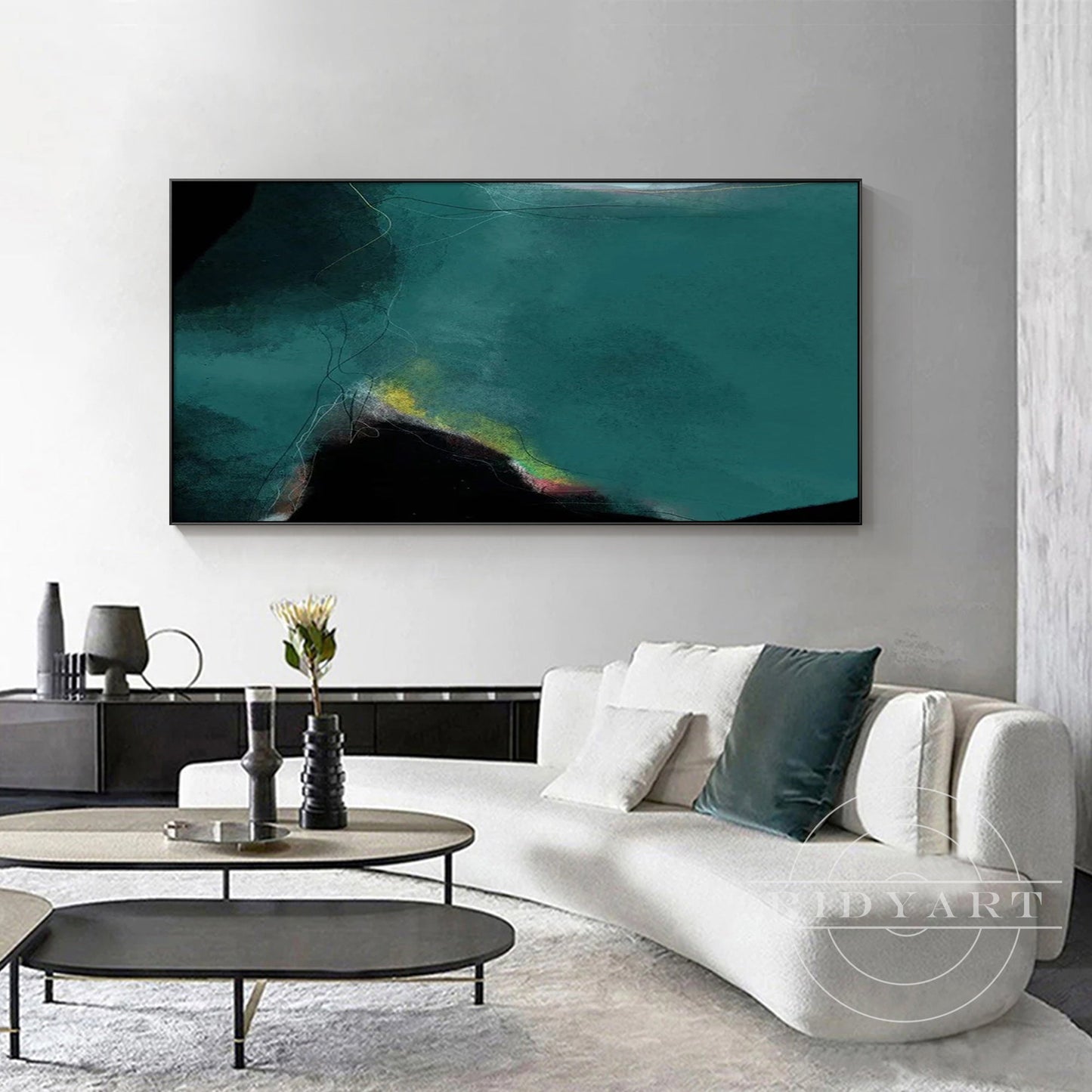Green Black Abstract Art