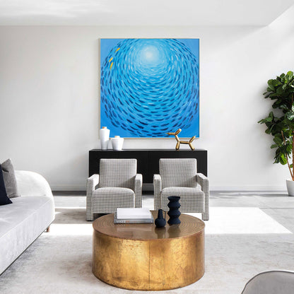 Vibrant School Of Fish Abstract Oil Painting