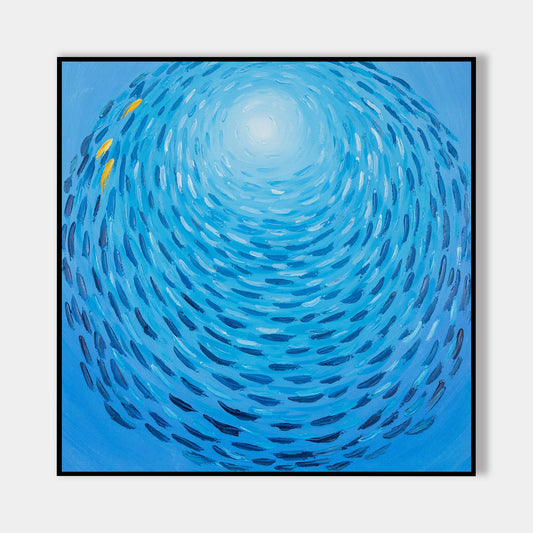 Vibrant School Of Fish Abstract Oil Painting