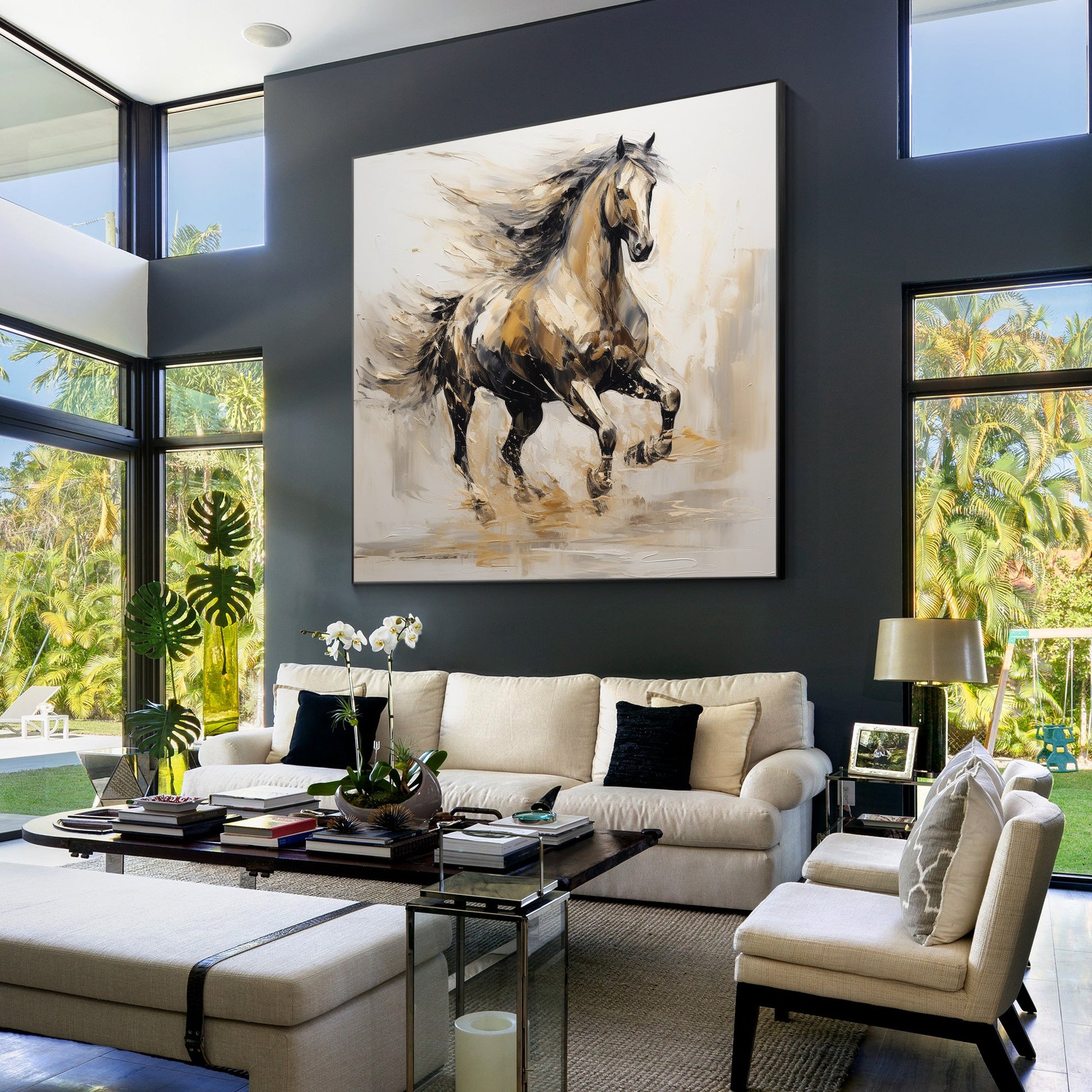 Vintage Style Running Horse Painting