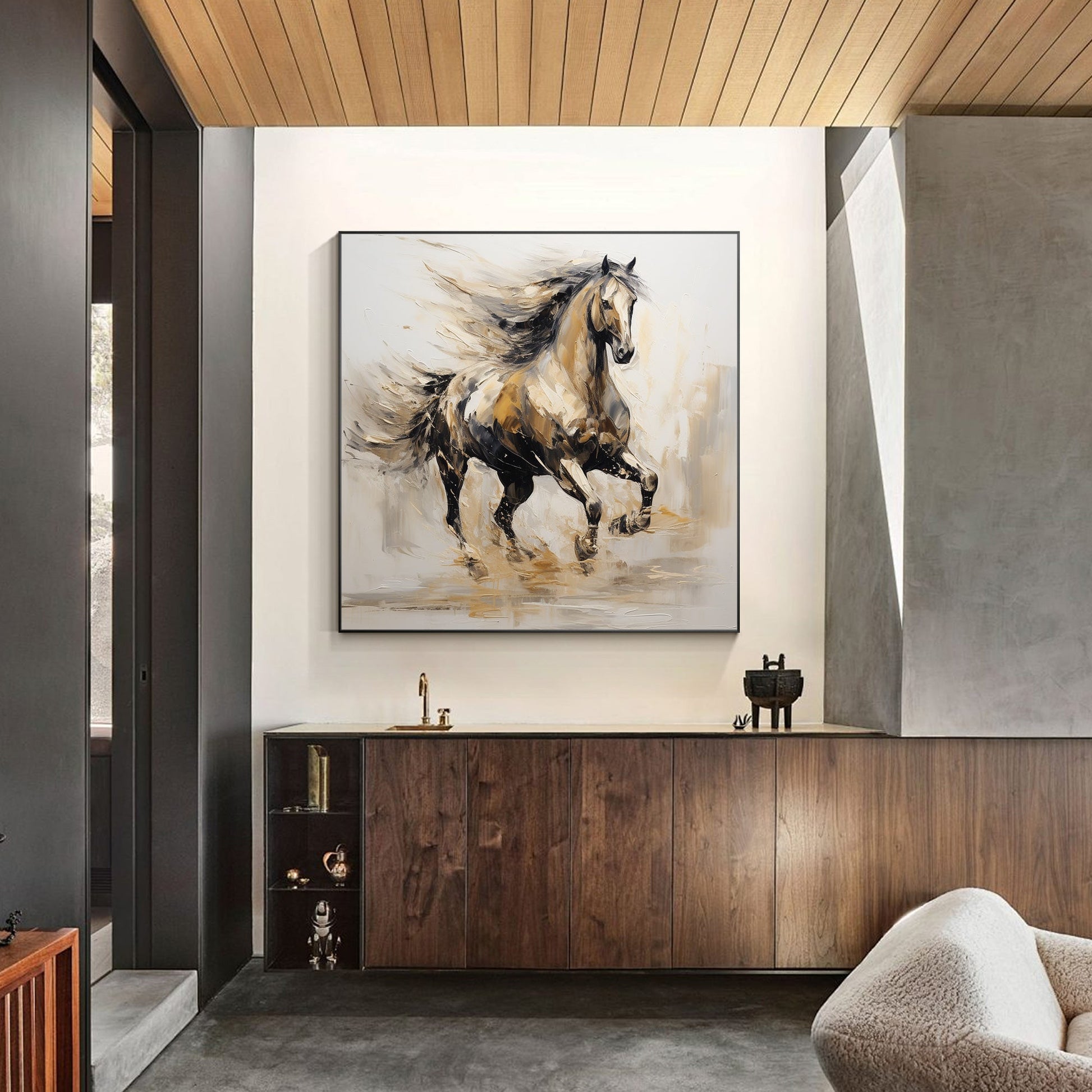Vintage Style Running Horse Painting