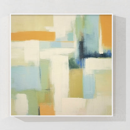 Abstract Geometric Beige Warm-toned Painting Square Canvas