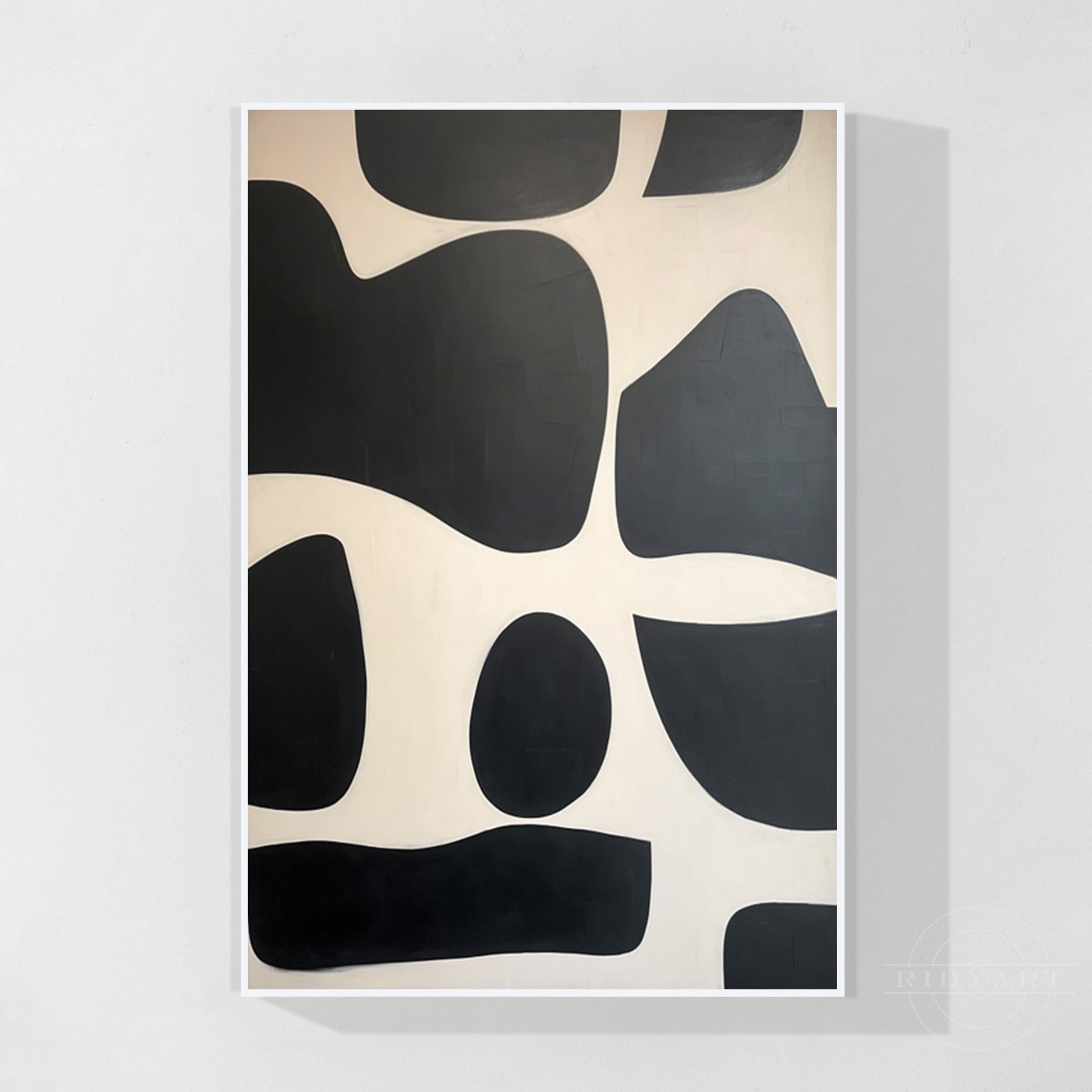 Black Beige Geometric Organic Shape Painting