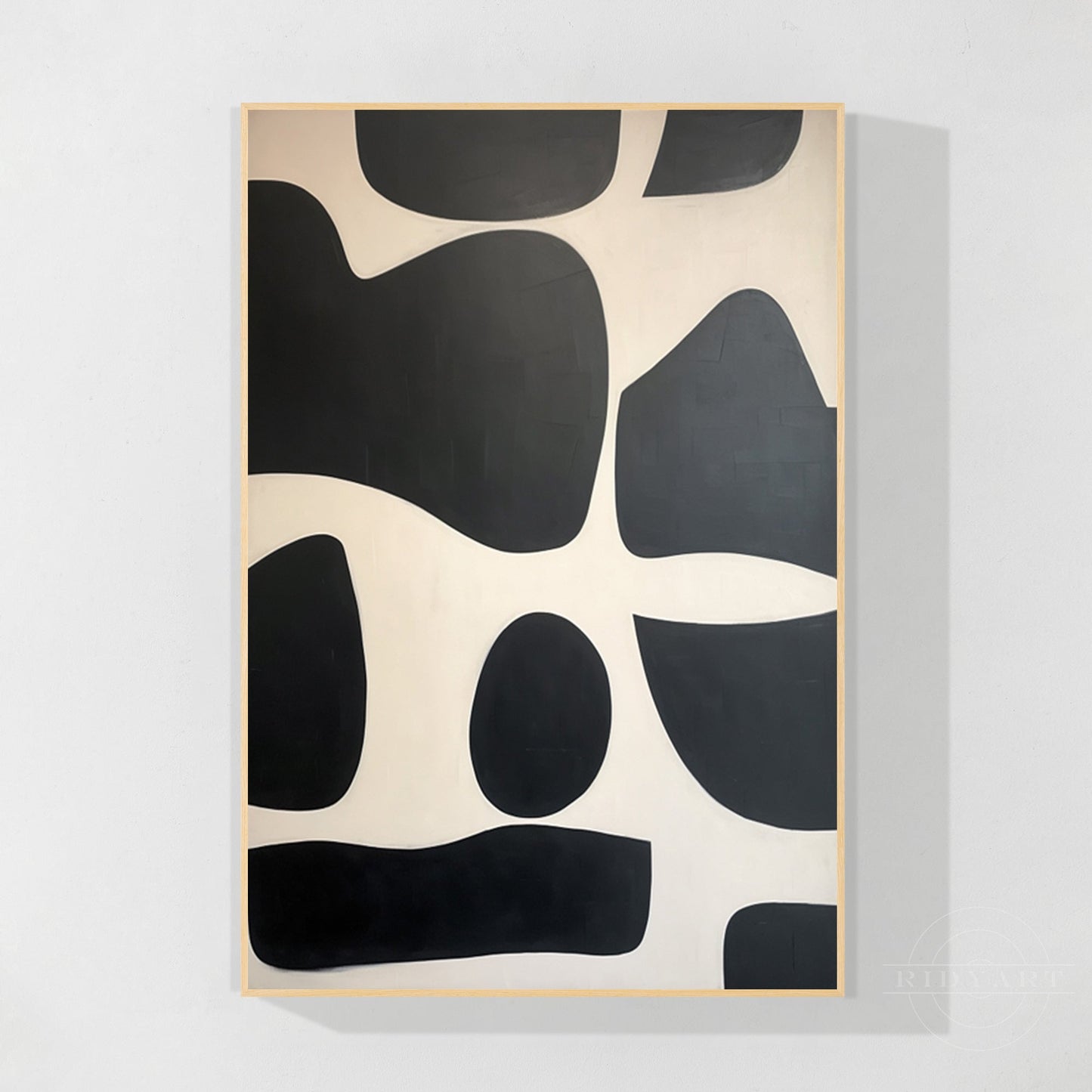Black Beige Geometric Organic Shape Painting
