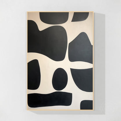 Black Beige Geometric Organic Shape Painting