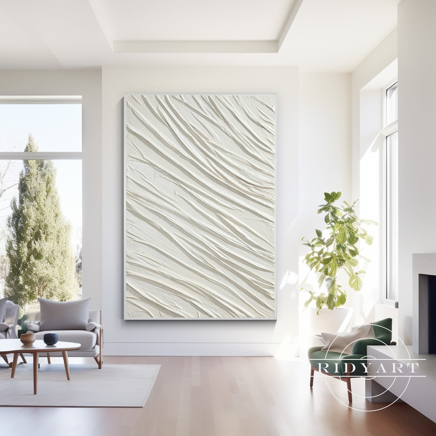 White Textured Minimalist Wall Art