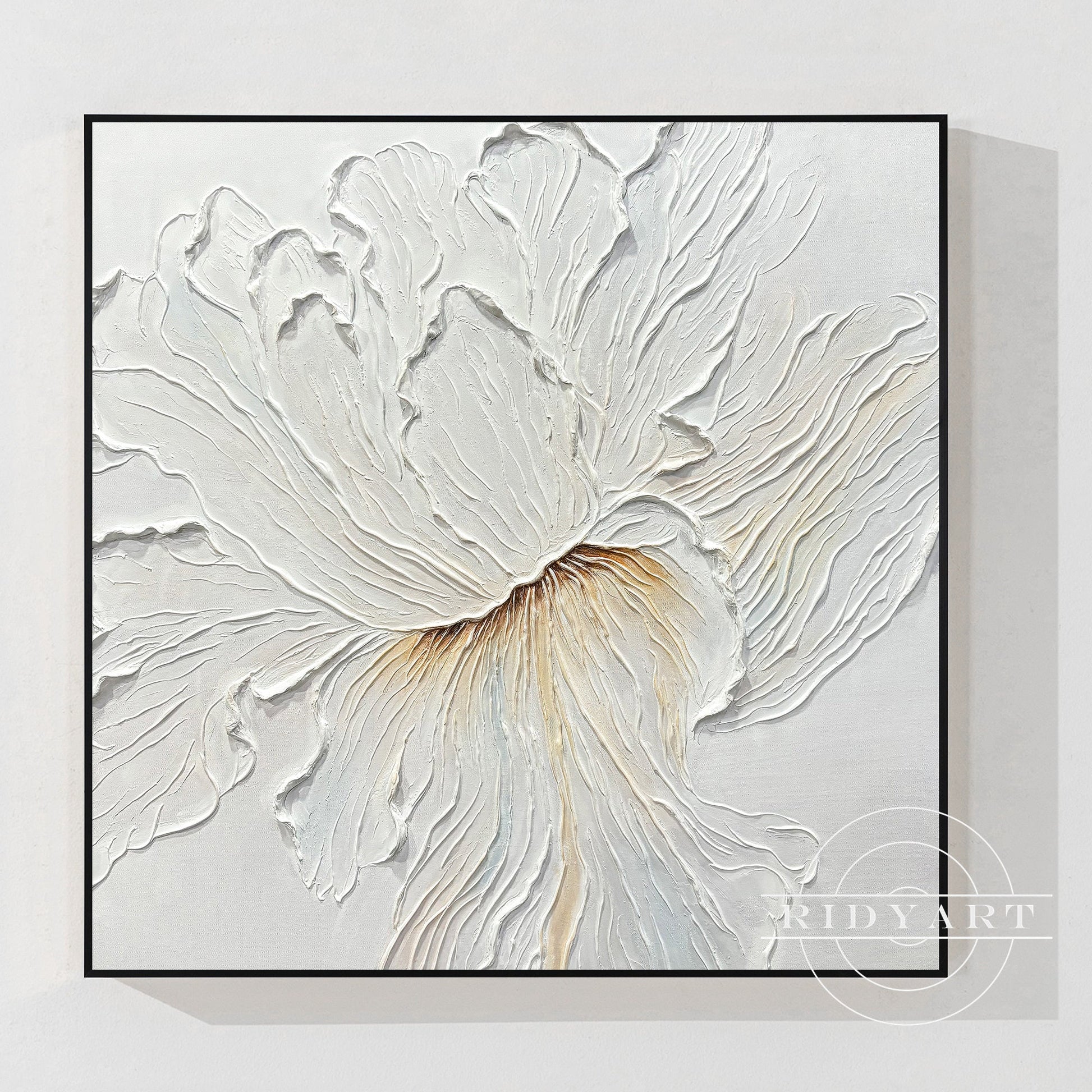 White Flower Thick Textured 3D Minimalist Painting