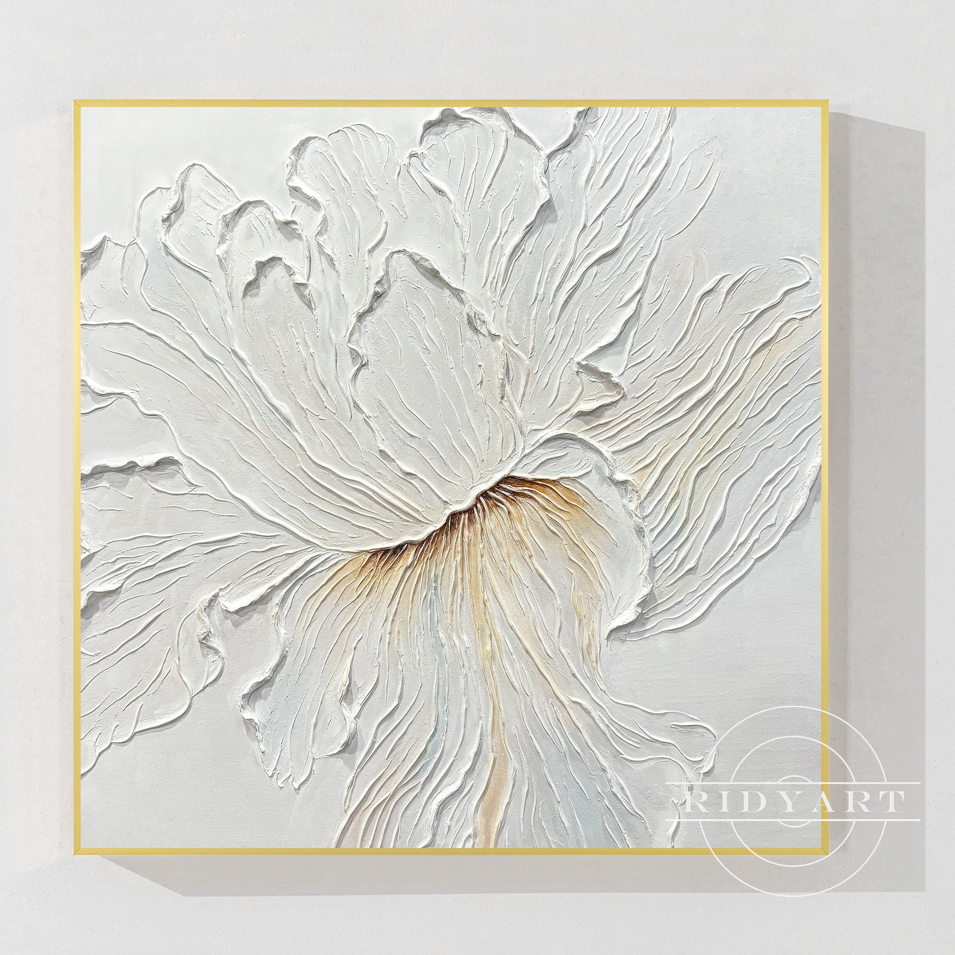 White Flower Thick Textured 3D Minimalist Painting