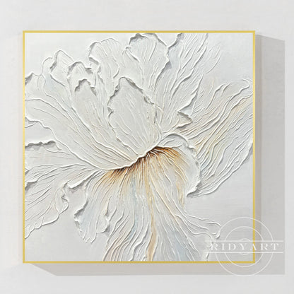 White Flower Thick Textured 3D Minimalist Painting