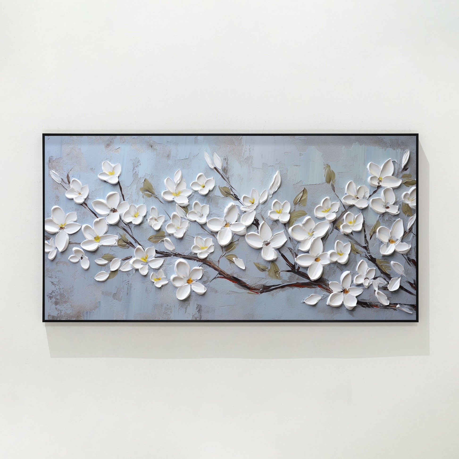 White Flowers Texture Wall Art