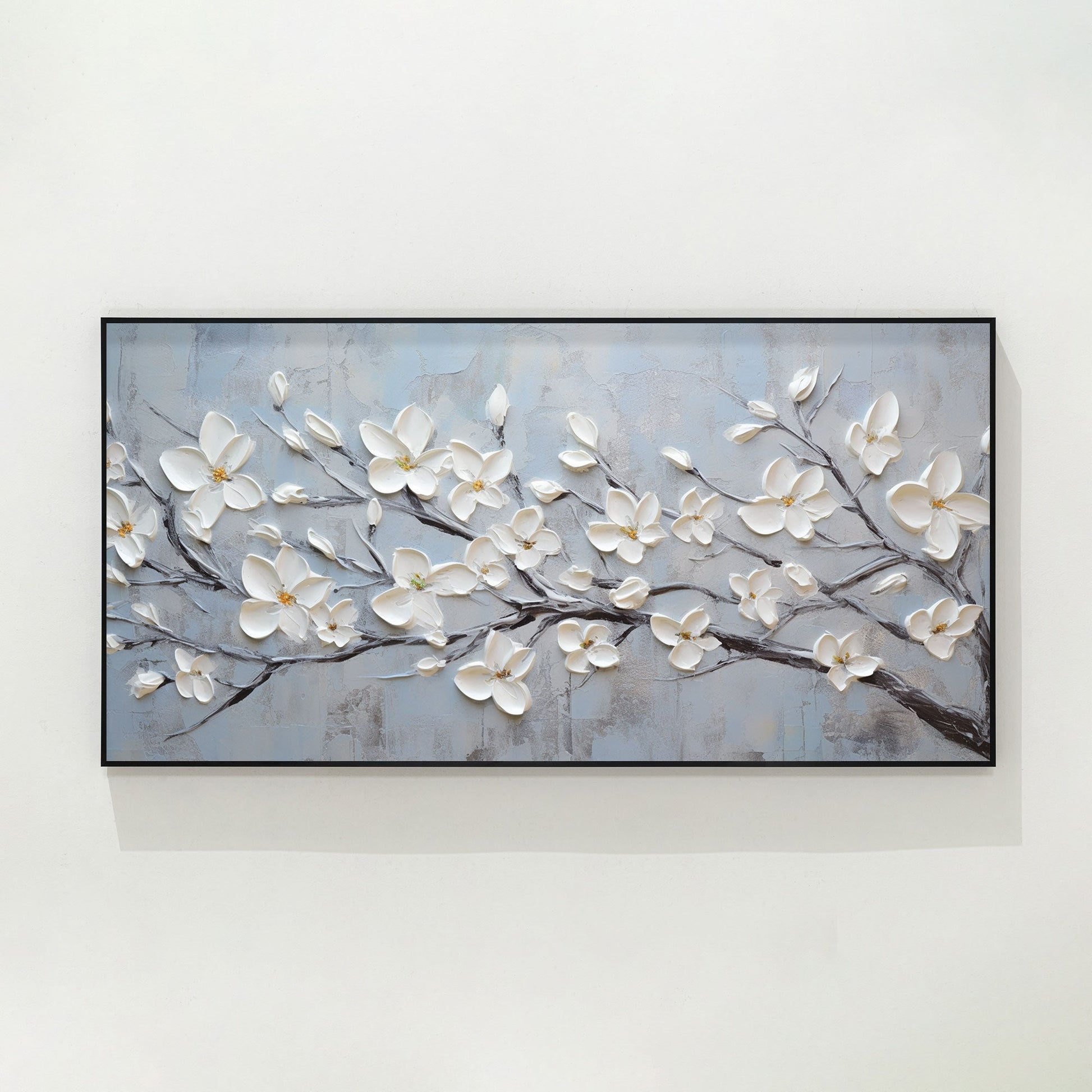 White Flowers Texture Wall Art