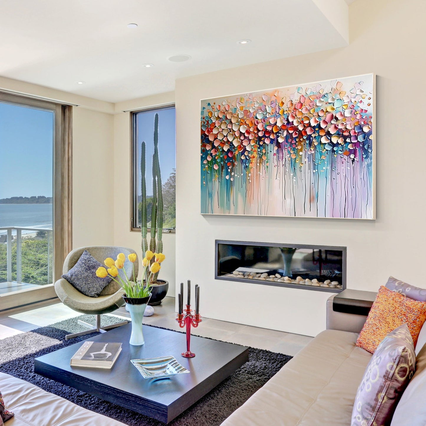 Wildflower 3D Textured Colorful Abstract Flowers Painting