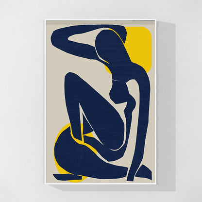 Navy Blue Abstract Woman Wall Art