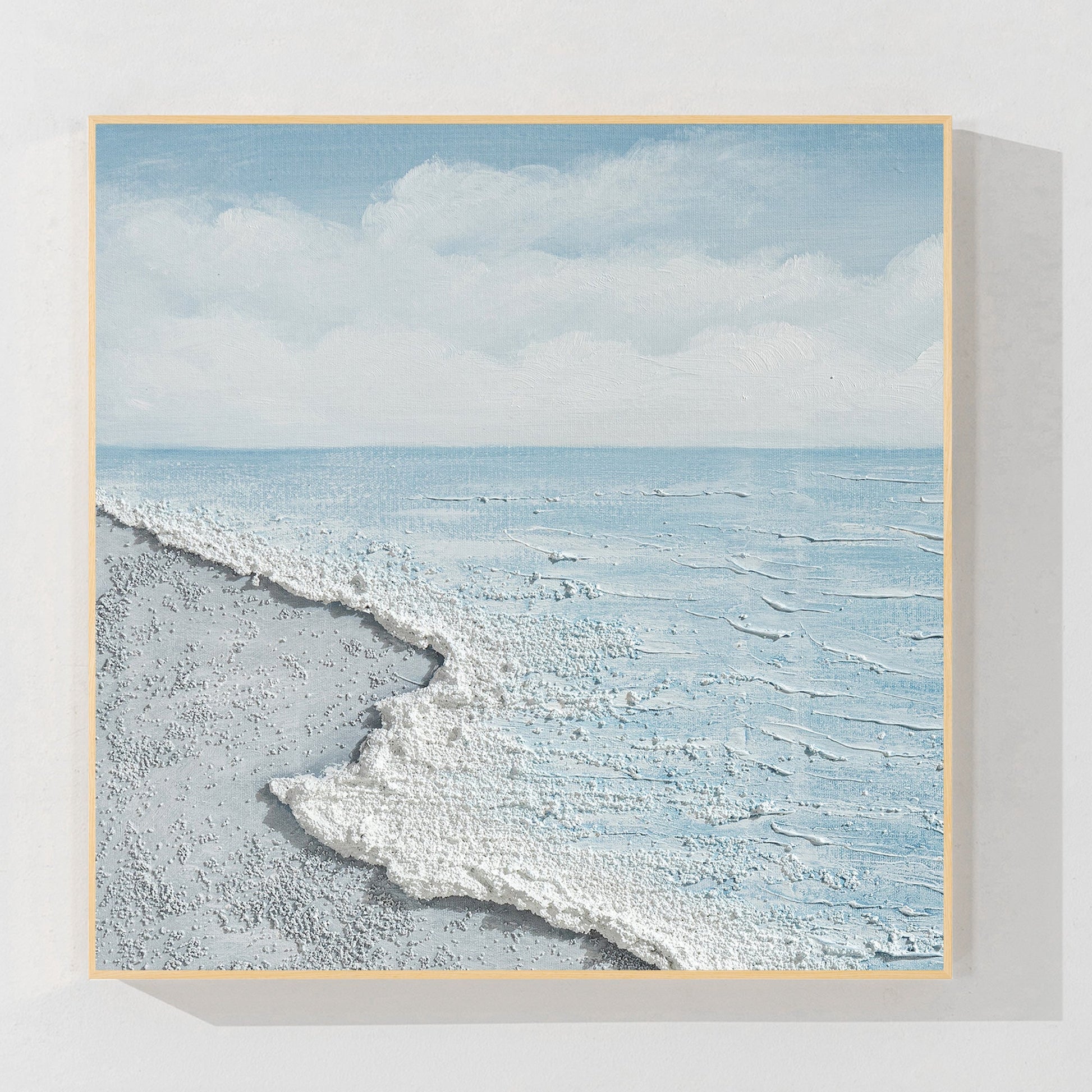 White Beach Sea Oil Painting Square Art
