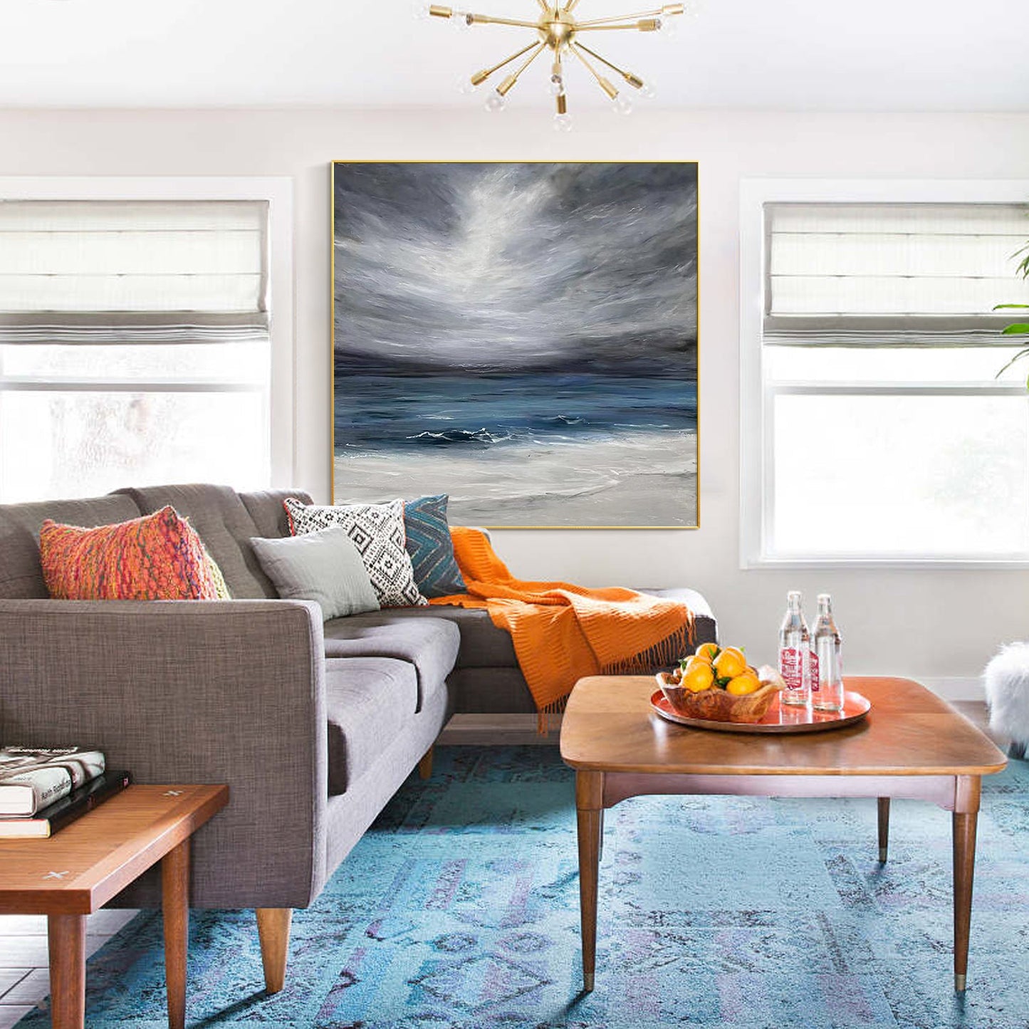 Abstract Blue Gray Wall Art
