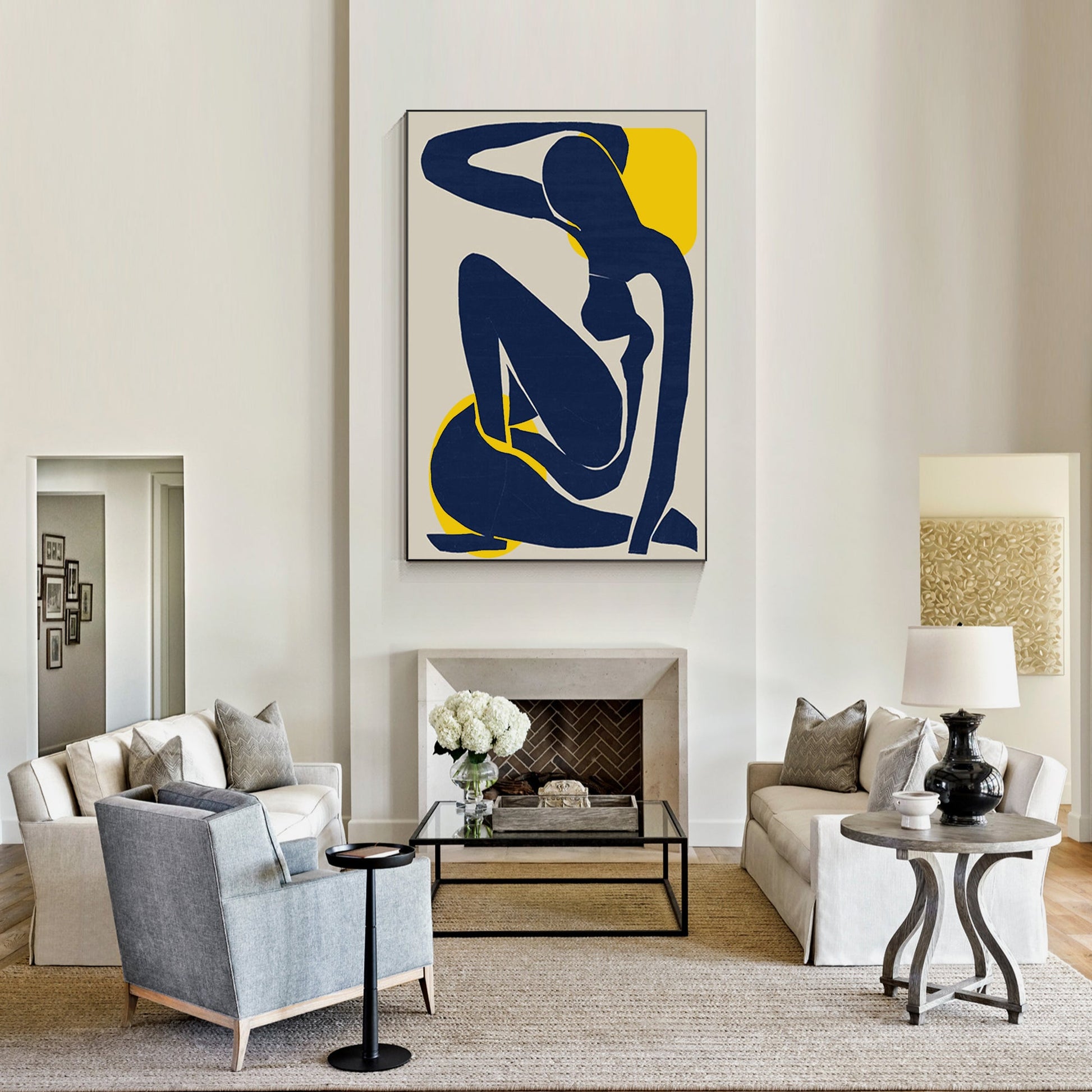 Navy Blue Abstract Woman Wall Art