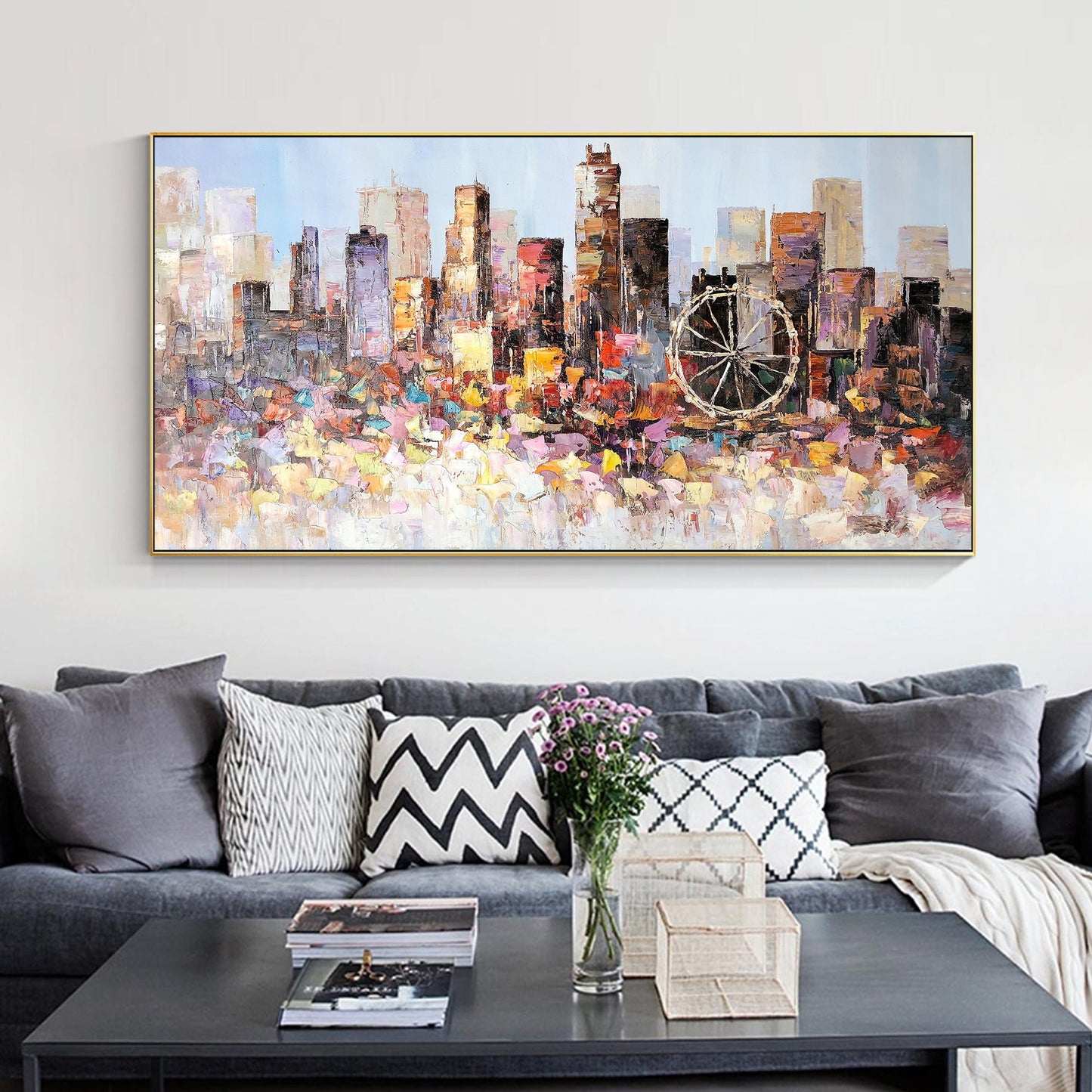 Los Angeles skyline oil painting