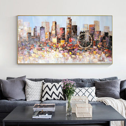 Los Angeles skyline oil painting