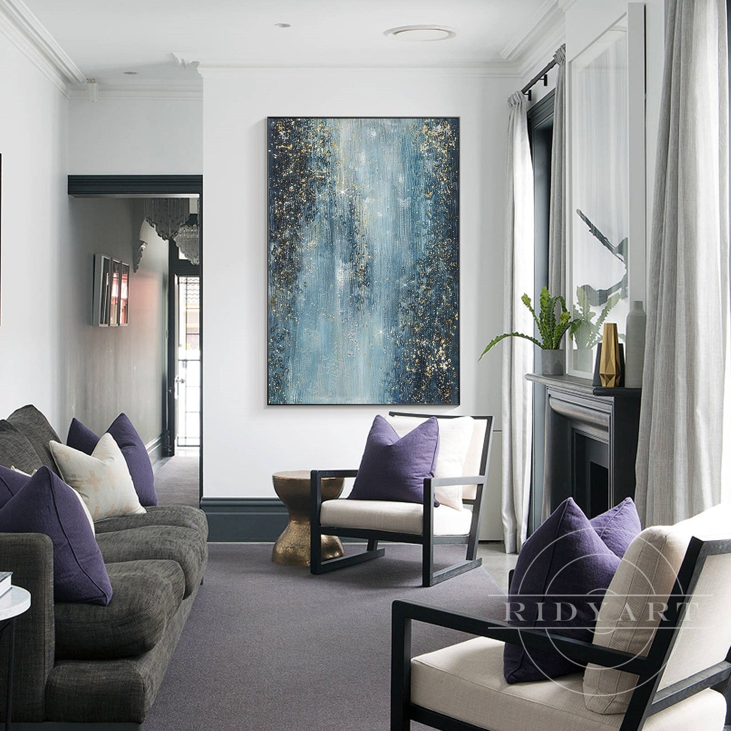 Navy Blue Gold wall art