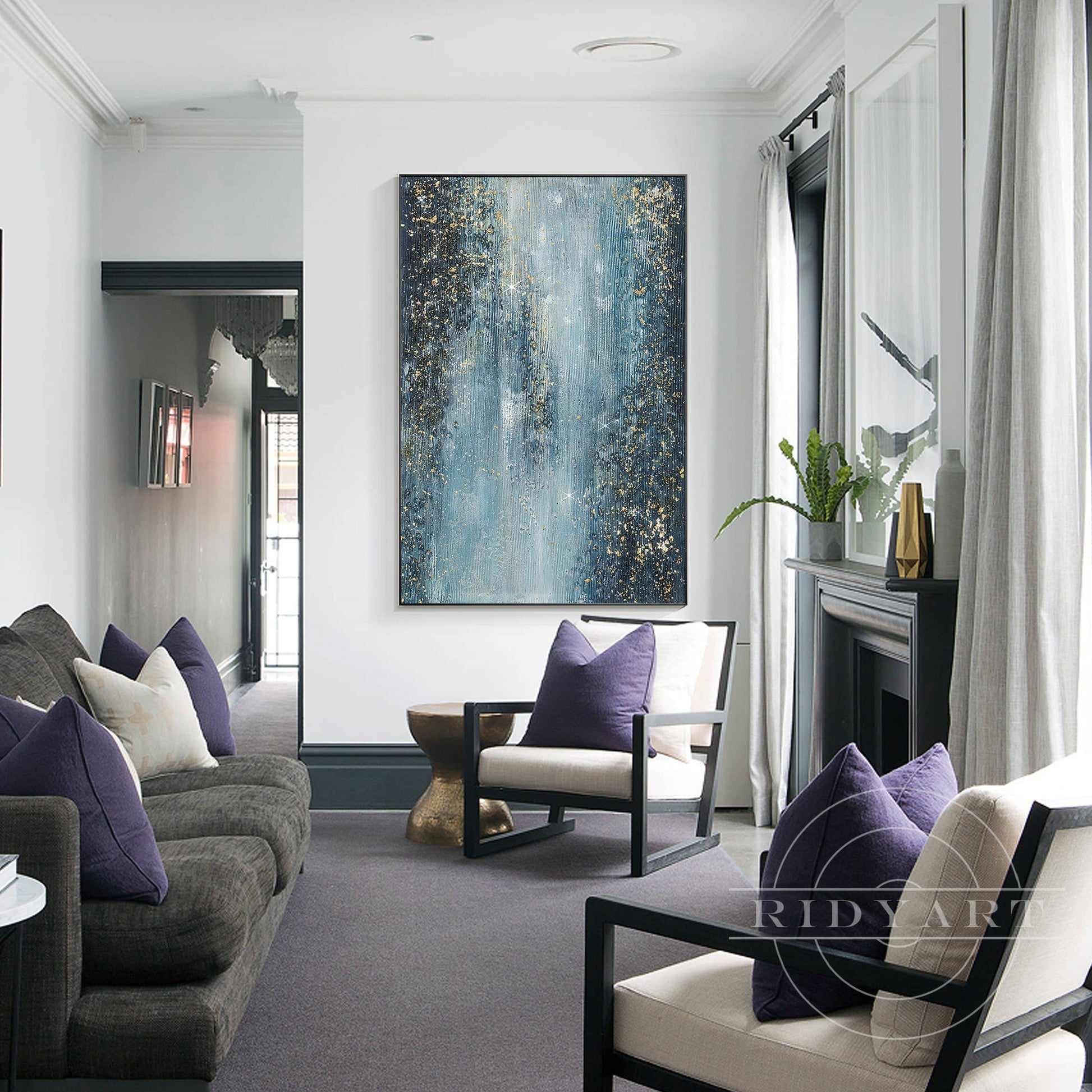 Navy Blue Gold wall art