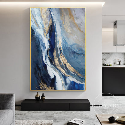 Navy and gold wall art