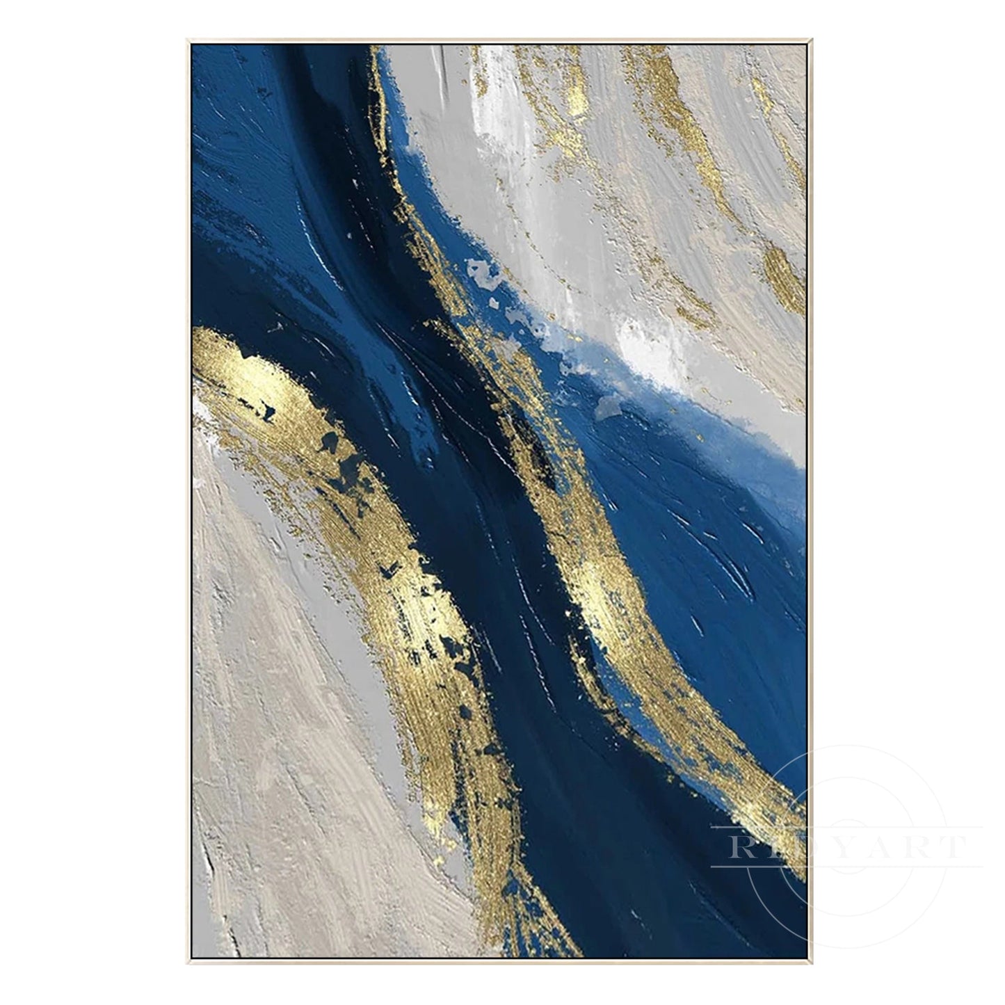 Navy blue Gold Ocean Painting